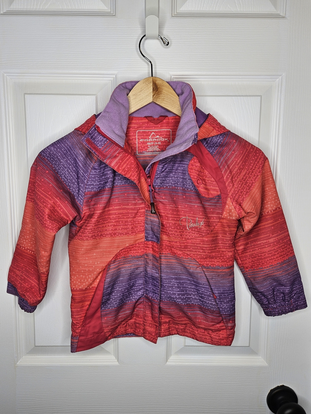 Paradox Girls Water Resistant Jacket Hooded Lightweight Coat Red Purple XS - Picture 6 of 16
